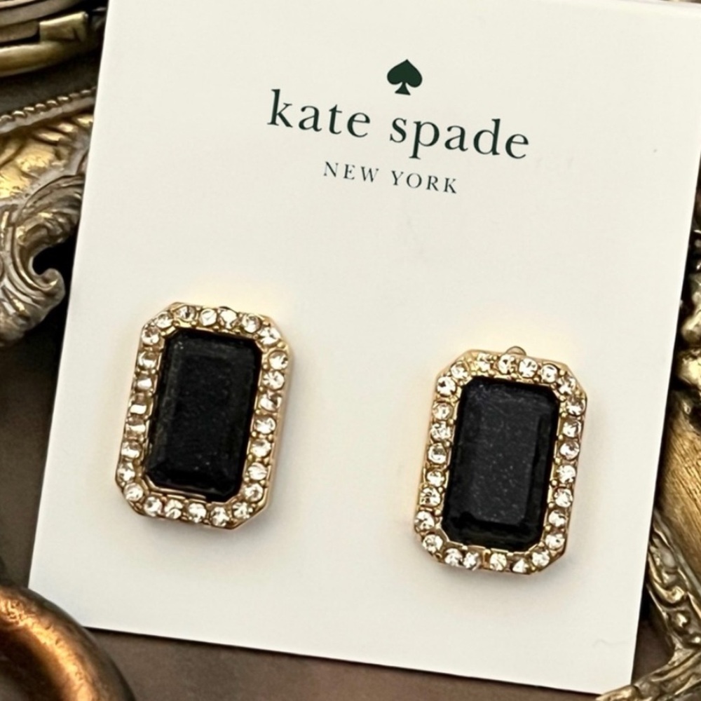 KATE SPADE • Midnight Sky Emerald Cut Sparkle Crystal Earrings - Picture 3 of 3